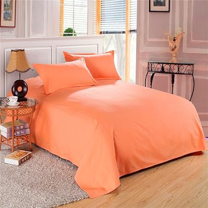Amazon Co Jp 純粋な色 綿100 ベッドシーツ とろみ 粗い布シーツ ワンピース Printless 汗吸収 シワ キング オレンジ 150x230cm 59x91inch ホーム キッチン