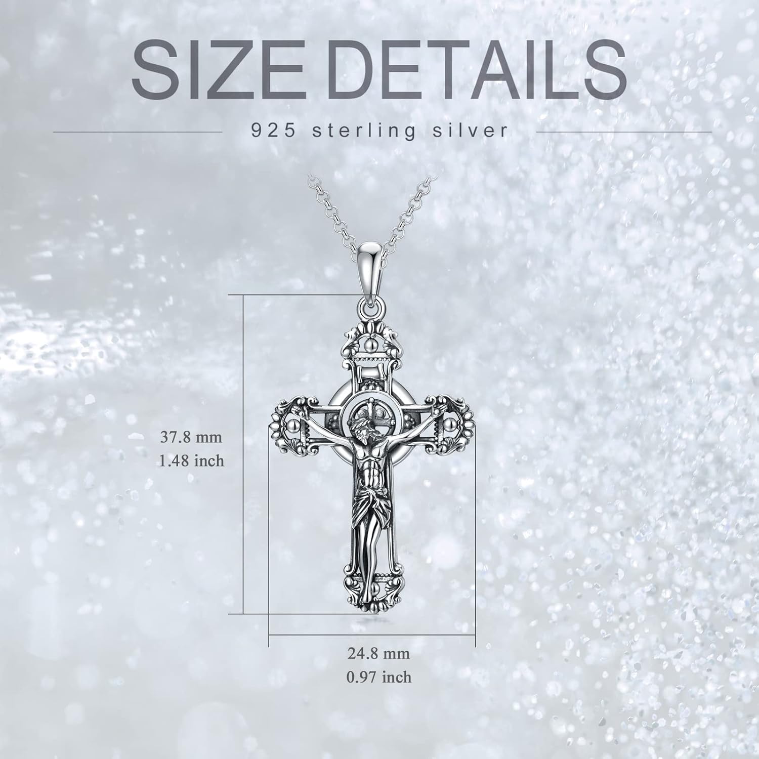 SIMONLY 925 Sterling Silver St.Benedict Crucifix Necklace Ankh Cross Pendant Cross Jewelry - Image 5