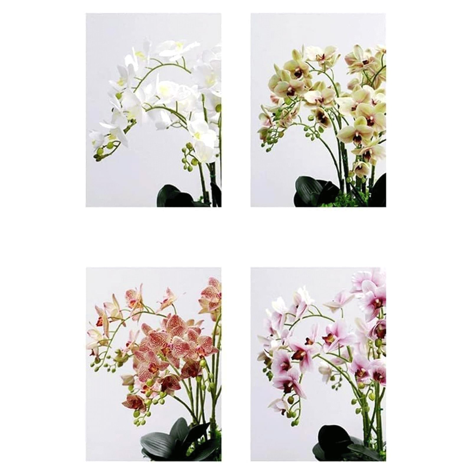 Fiori Artificiali di Phalaenopsis in Vaso Nero - Piante di Orchidee finte realistiche in Vaso per centrotavola, Decorazioni per Interni, casa e Ufficio (Giallo)