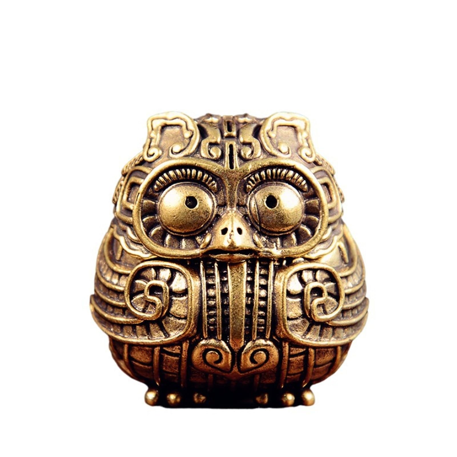 Huolimxun Solid Brass Owl Incense Burner - Retro Chinese Table Decor, Collectible Antique Brass Decor