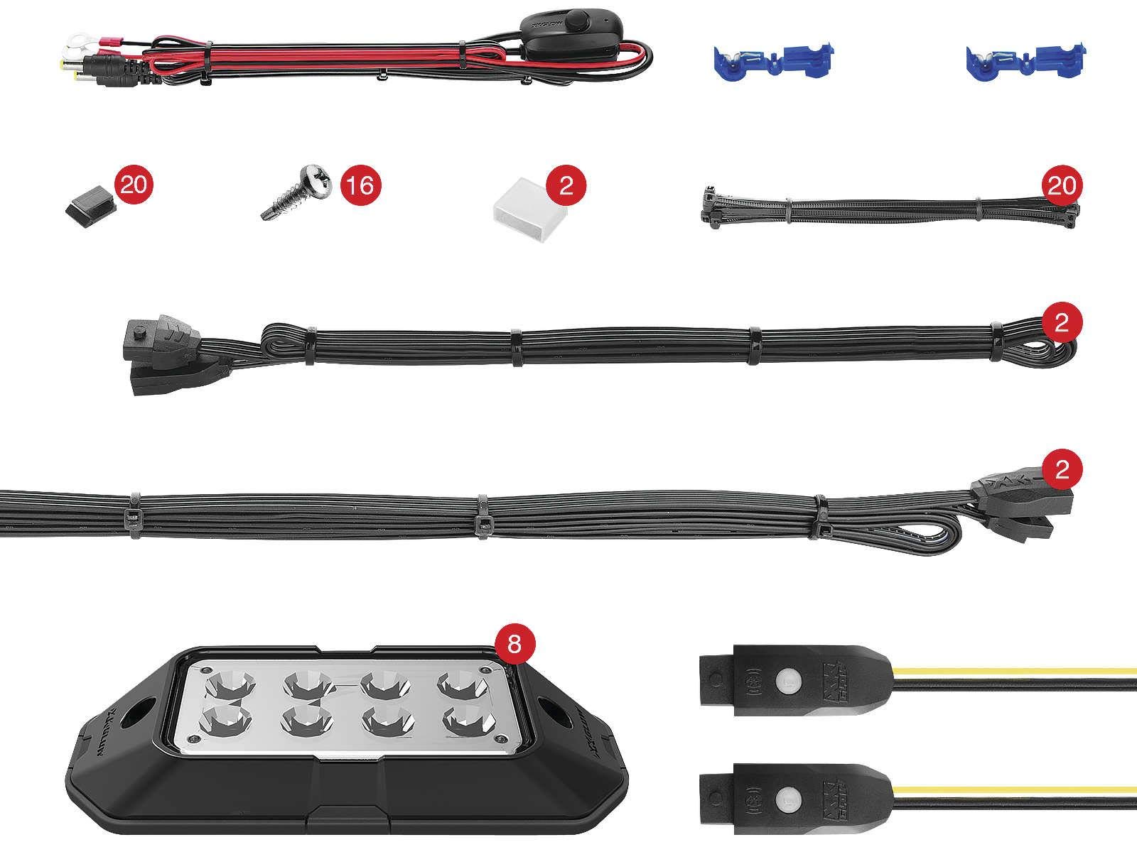 XKGLOWROCKADV Multicolor LED Rock Light Kit, 8 Pack