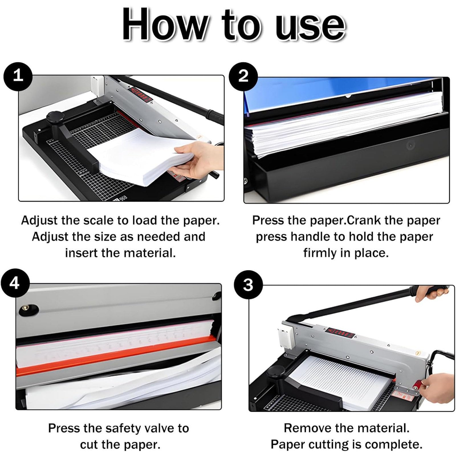 Taglierina per carta resistente, per 400 fogli, stile ghigliottina, formato A4, con protezione automatica di sicurezza e righello laterale per scrapbooking, etichette, biglietti e lavori artigianali