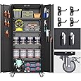 Seville Classics UltraHD Solid Steel Rolling Lockable Metal Storage Cabinet Locker Organizer, w/Adjustable Shelves for Garage, Warehouse, Office, Classroom, Graphite, 36" W x 18" D x 72" H