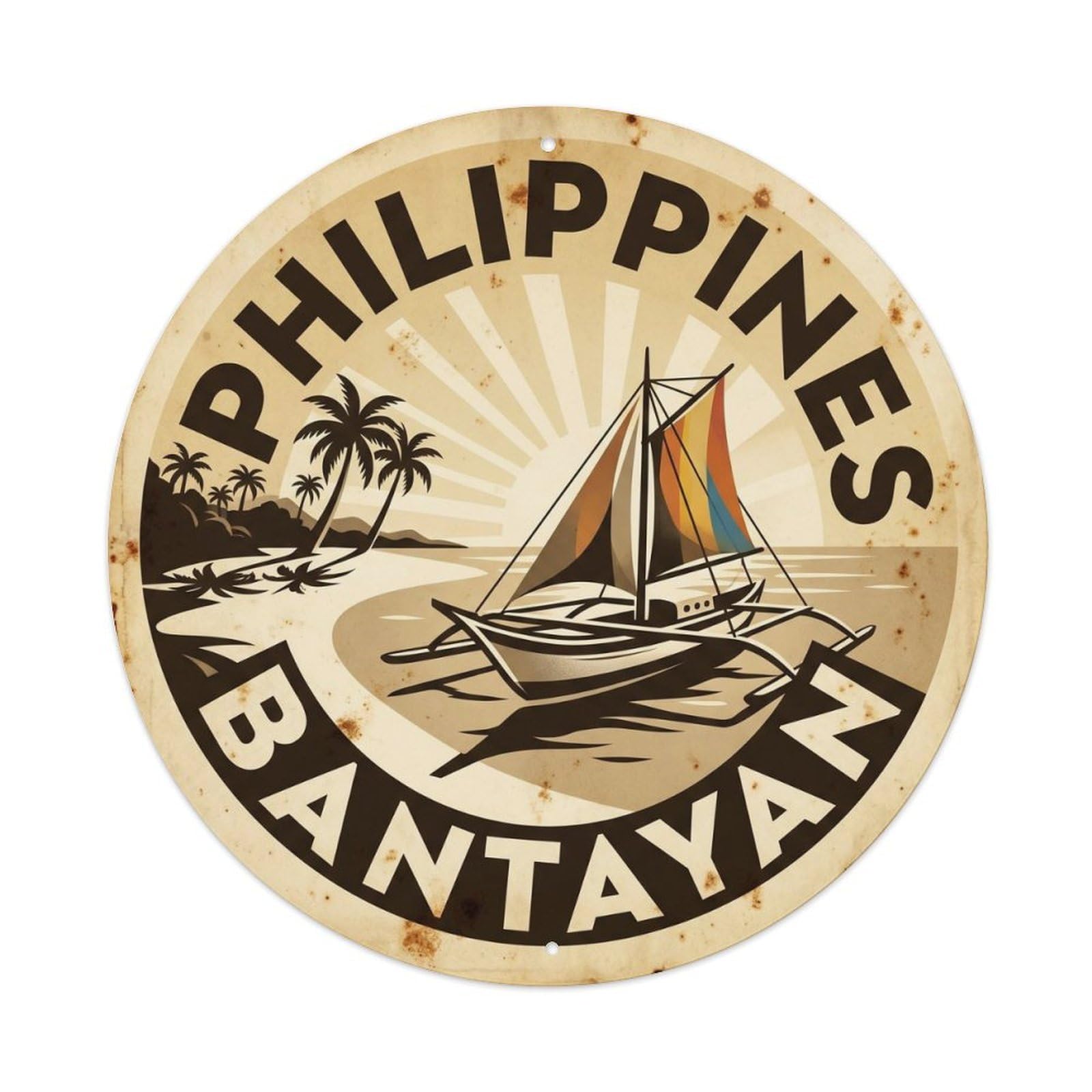 Philippines Bantayan Island Beach Destination Seaside Metal Tin Sign