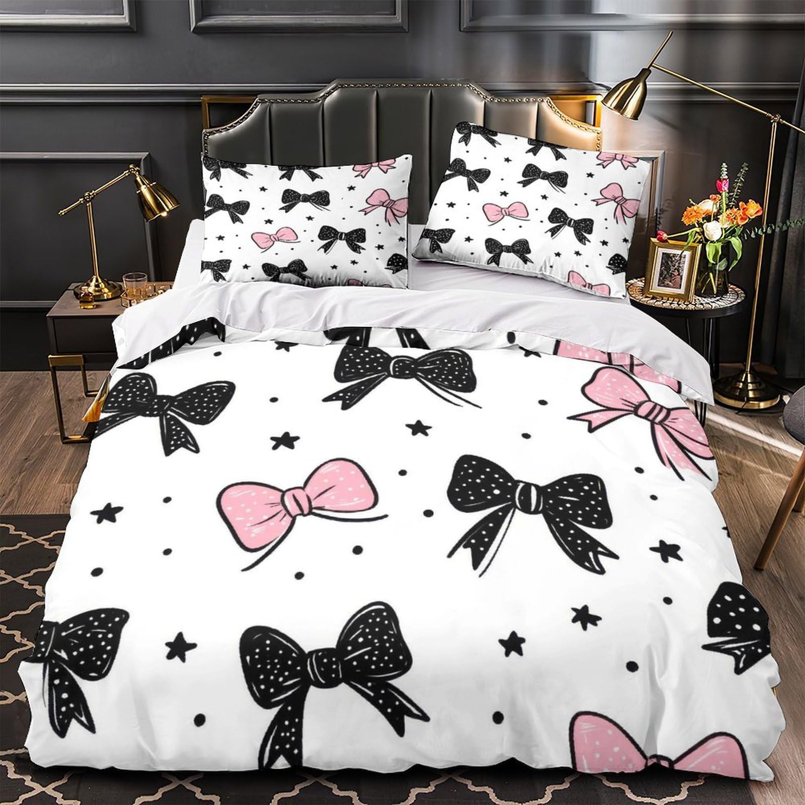 Housse de couette motif floral bohème super king 260x220 parure microfribe