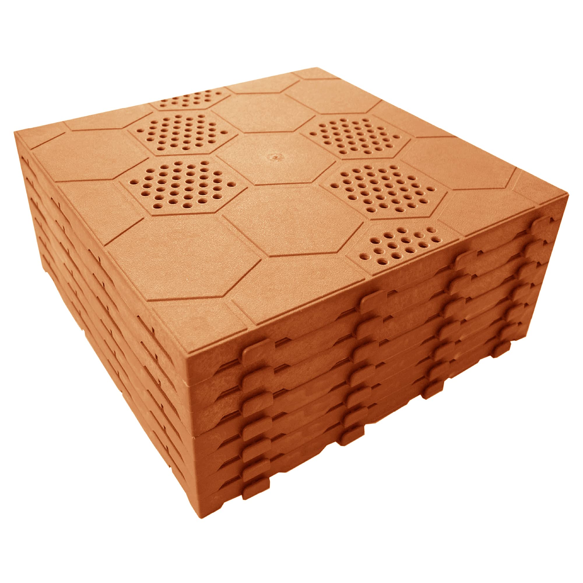 Confezione da 6 piastrelle di plastica per pavimento esterno di 39x39x2,5 cm. Superficie totale 0.9m². Collezione facile - Terracota