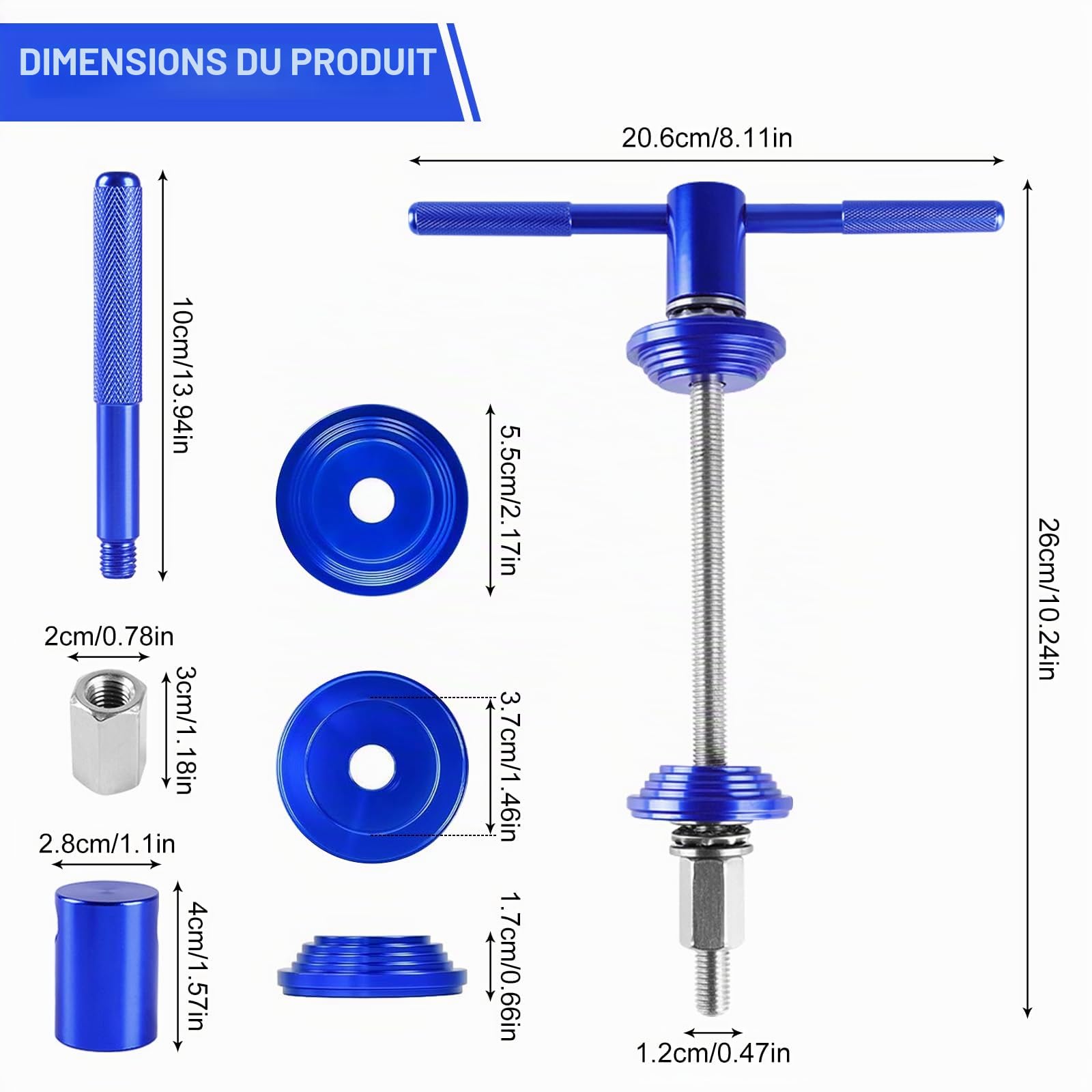 Presse à gouvernail et palier de pédalier de vélo, Presse-Poussoir Professionnel, Outil de Montage de pédalier, Outil de poussée de roulement dans Les Tubes de Direction, Outils de réparation de vélo