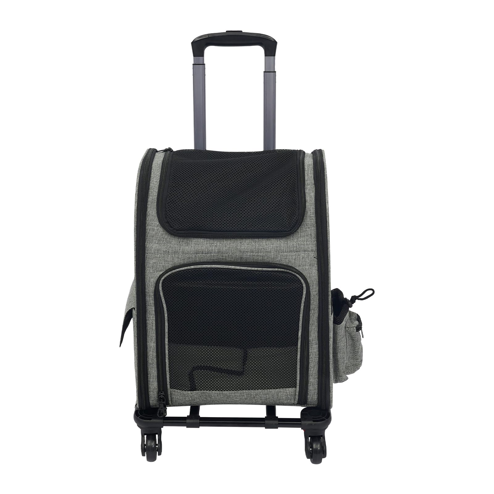 Mochila para perros con trolley, 2 en 1, ampliable, caja de transporte para perros con ruedas, mochila grande para gatos de hasta 15 kg, portátil y transpirable, caja de transporte para perros y gatos