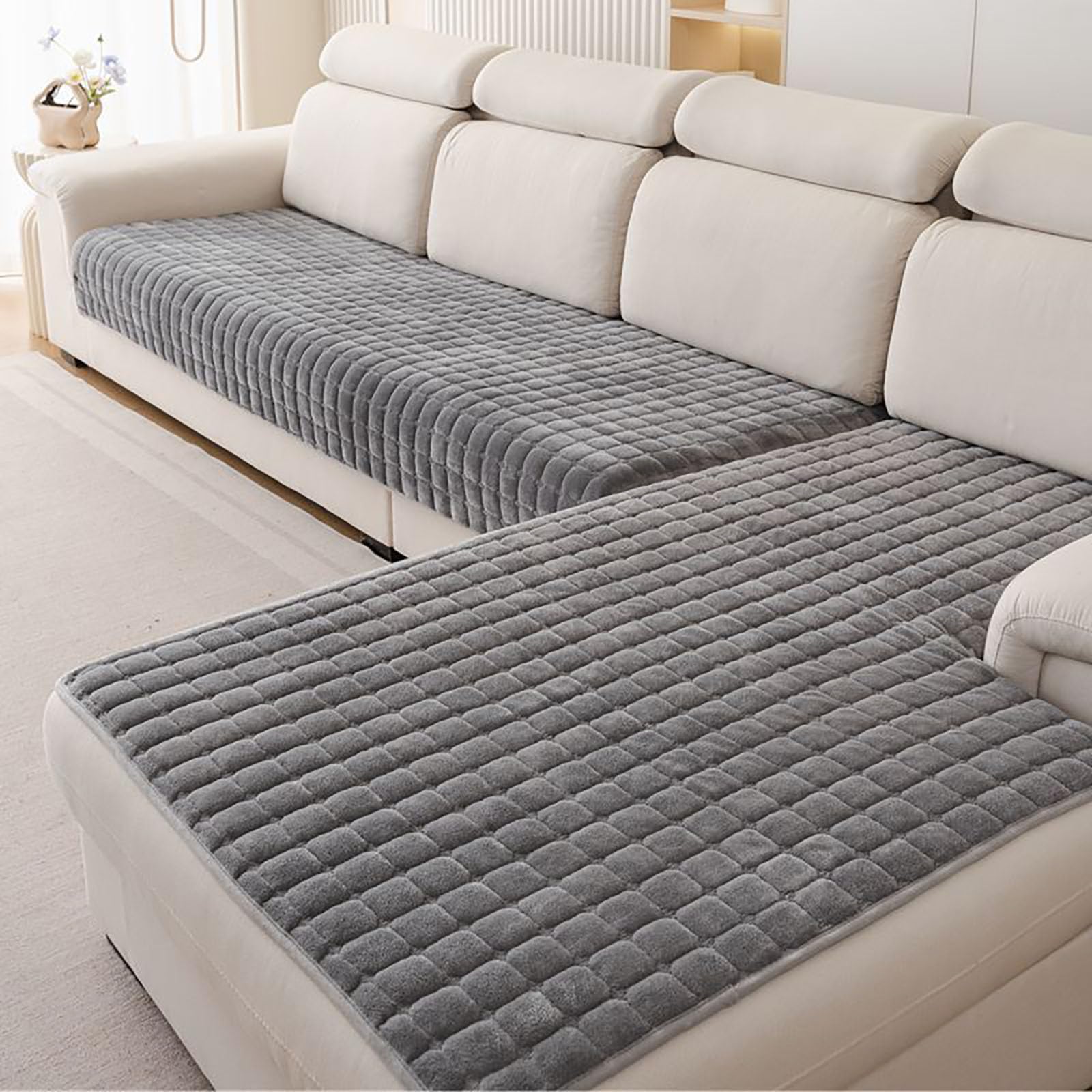 Soft Flannel Sofa Cover, Sofa Cover 1, 2, 3, 4-Seater, Couch Cover Sofa Blanket L-Shaped Corner Throw Blanket Anti-Slip for Living Room Washable,dark gray,70 * 180cm — image 1