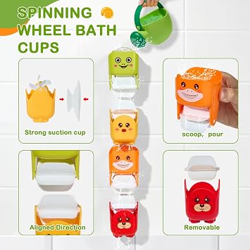 Baby Bath Toys for Kids Ages 1-3, Mold Free Toddler Bathtub Pool Water Table Toys for 1 2 3 Year Old Girls Boys, No Hole Floating Animals, Fishing Net Watering Can Tub Toys for Babies 12+ Months