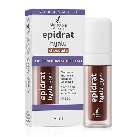 Hidratante Labial Volumizador Epidrat Hyalu Lip Oil Chocolate FPS30 6ml Mantecorp Skincare