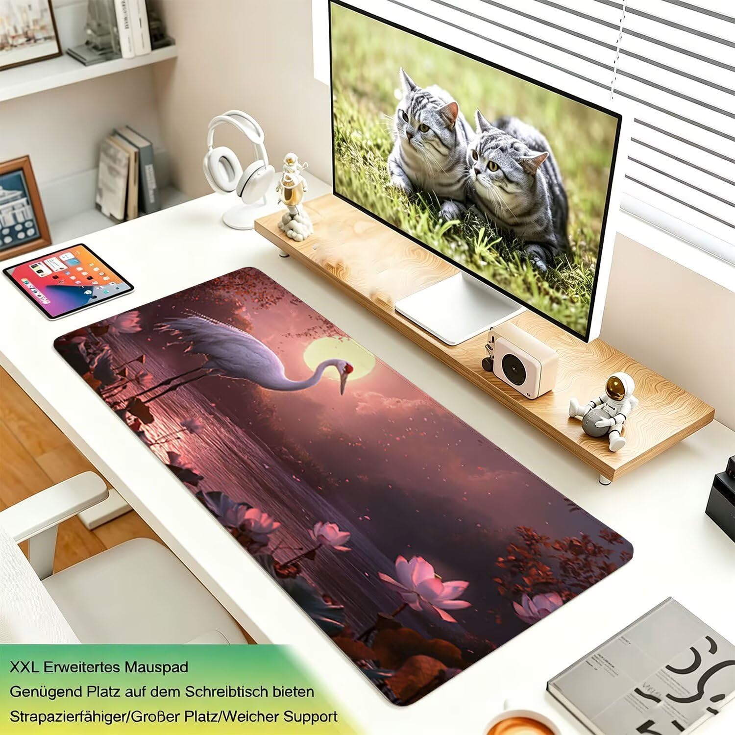 Podkładka pod mysz XXL 1200 x 600 x 4 mm, duża podkładka na biurko Lotus Ptak 0x0-208