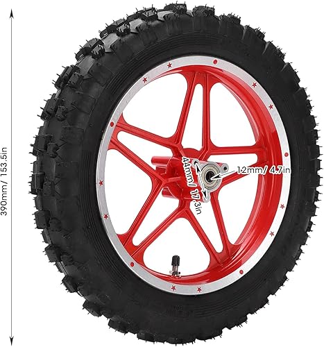 Miniatura 2 de Rueda trasera, neumático de goma Qiilu de 2.5 a 10 pulgadas, metal antideslizante + goma de repuesto para mini moto todoterreno de 47 cc, 49 cc, 2