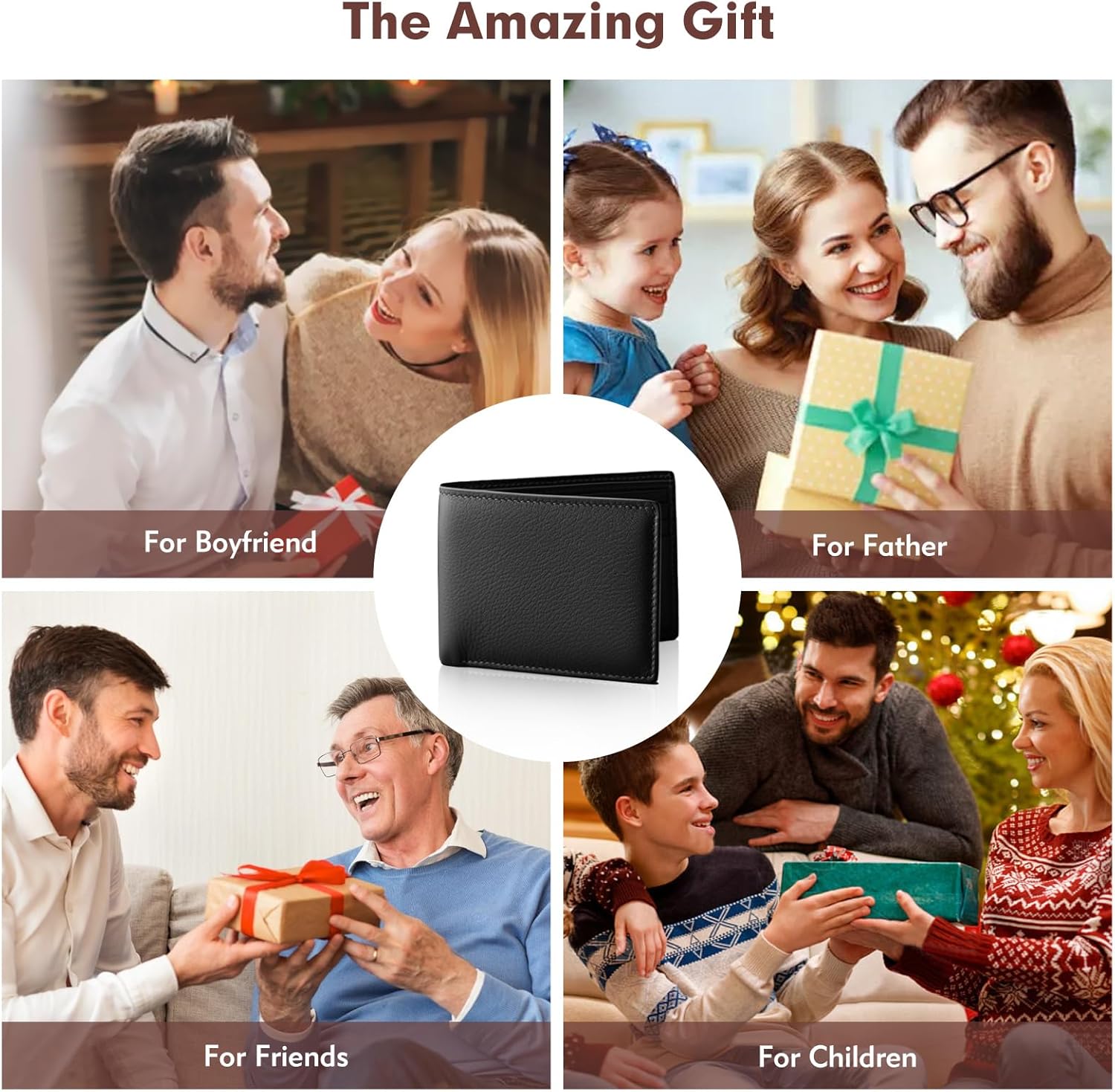 Slim Genuine Leather Wallet for Men Bifold Design with ID Clear Window and 6 Credit Card Slots Minimalist Handmade Card Holder (Black) - Image 6