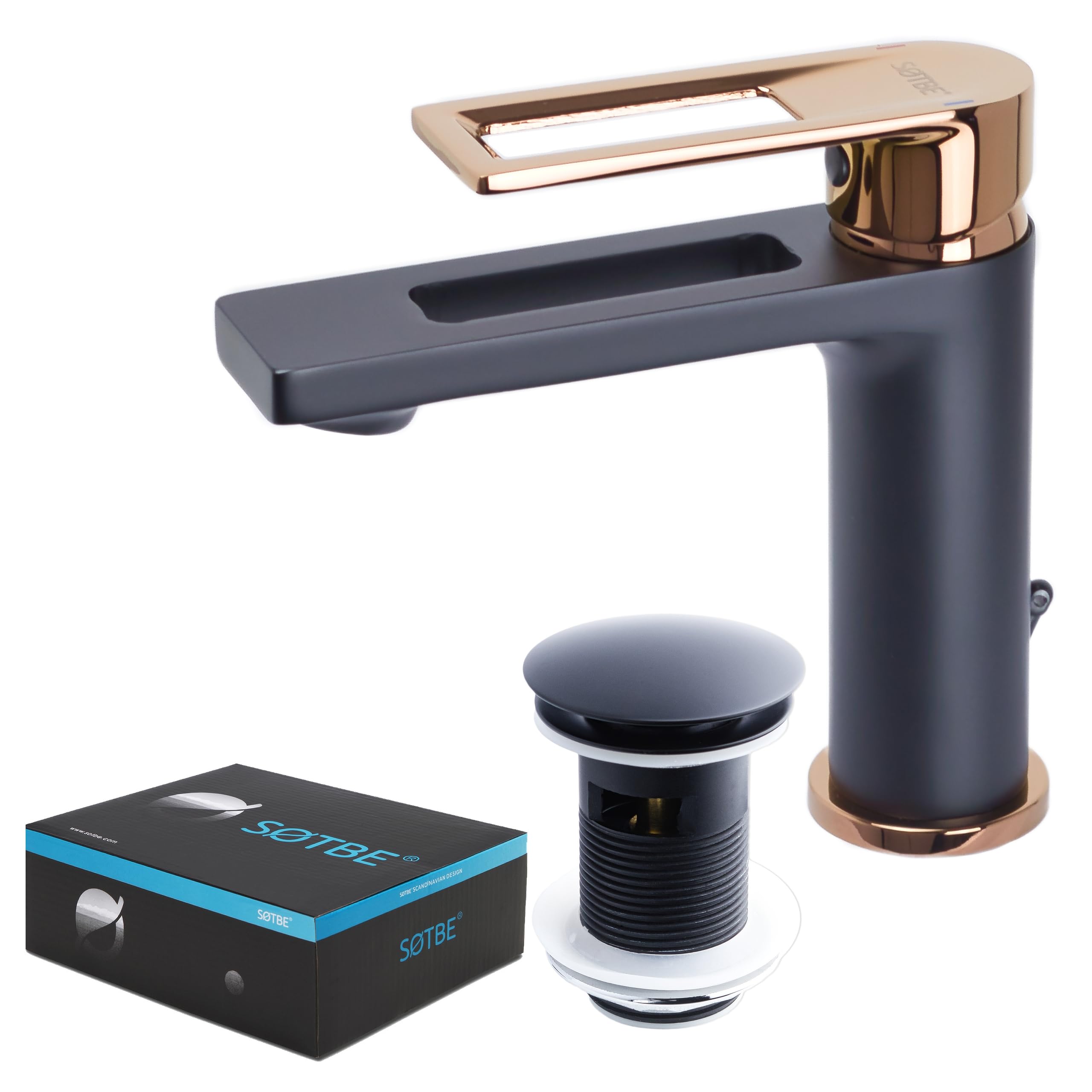 Wasserhahn Bad mit Ablauf für das Badezimmer - Waschtischarmatur - MESSING - Hochwertiges, funktionales Waschbecken Armaturen - Armatur Badezimmer - Wasser sparen