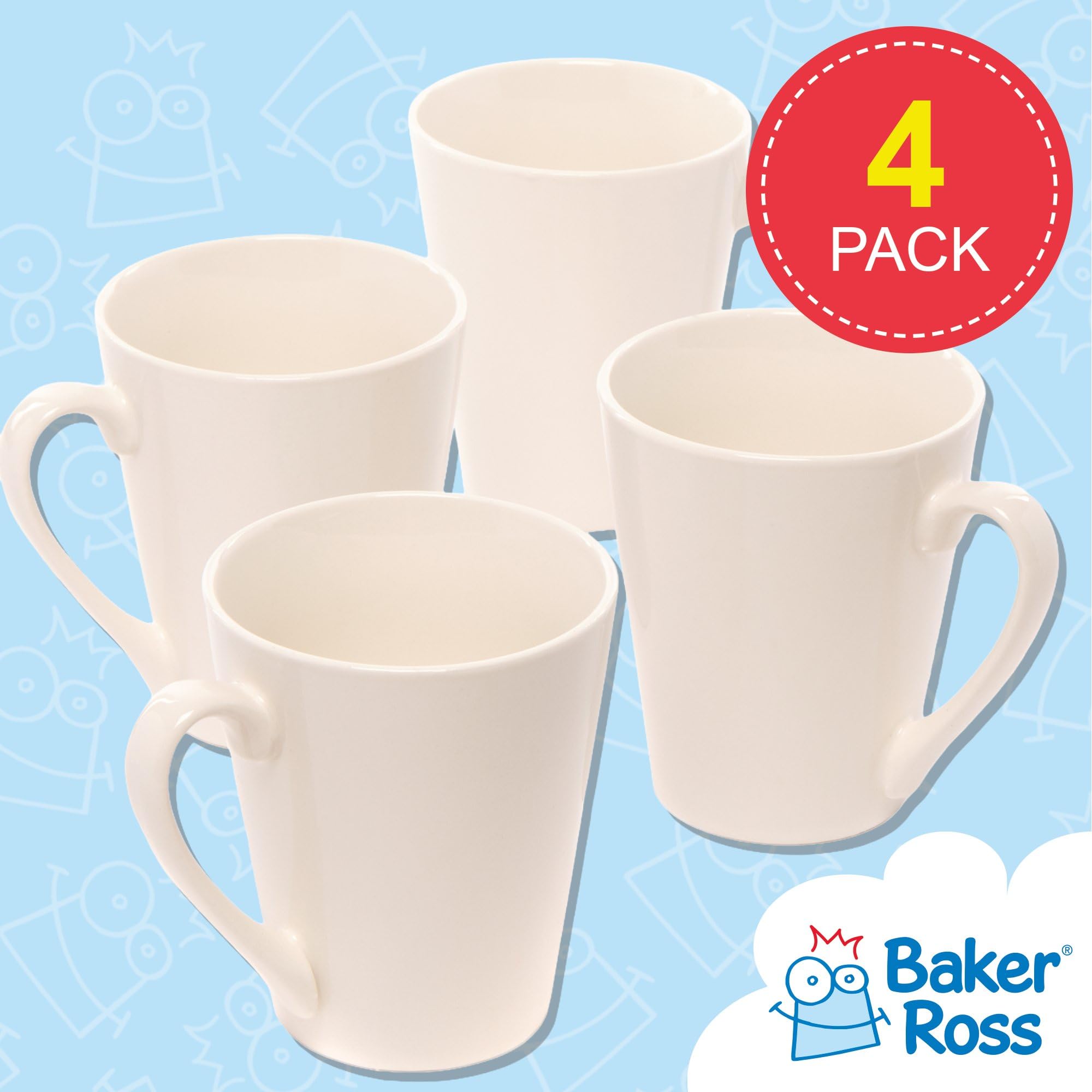 Baker Ross Porcelanowe Kubki Dla Dzieci Do Dekoracji, 4 Szt