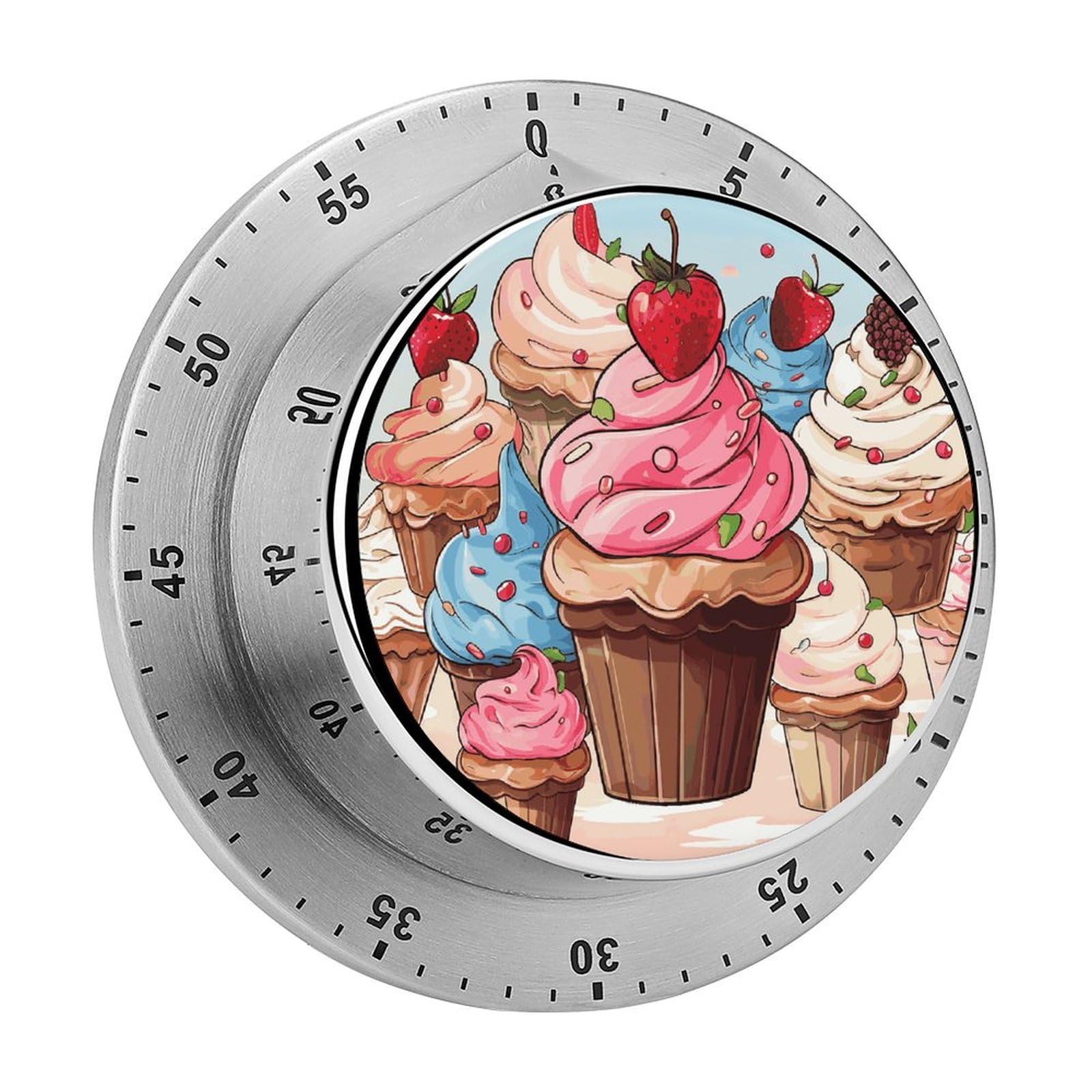 Cupcakes and Ice Cream Printed Waterproof Christmas Timer with Loud Alarm Outdoor Timer for Cooking Exercise Baking