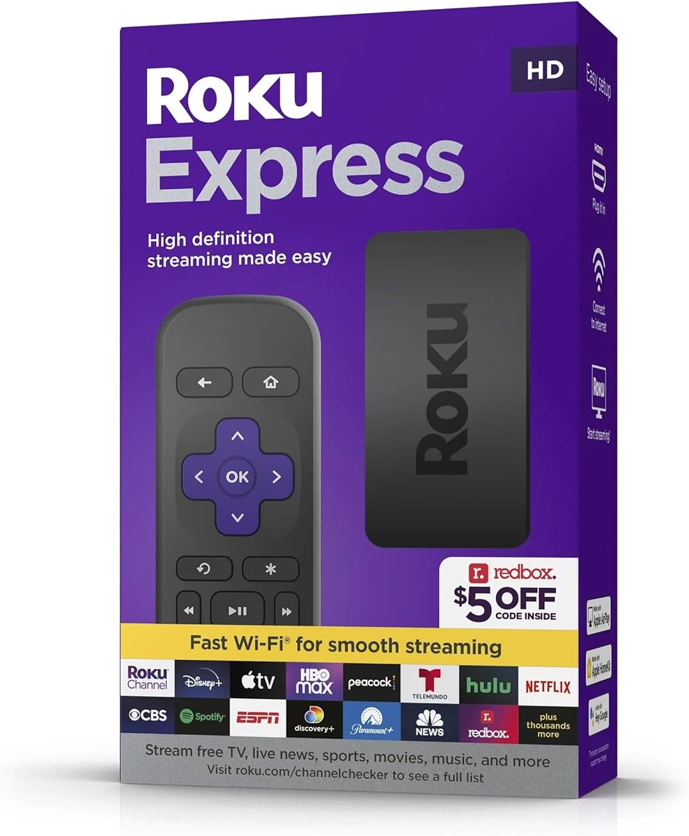Roku Express (New) HD Streaming Device, with High-Speed HDMI Cable and Simple Remote (no TV Controls), Guided Setup, and Fast Wi-Fi, with MTC HDMI Cable and USB Extension Cord : Electronics