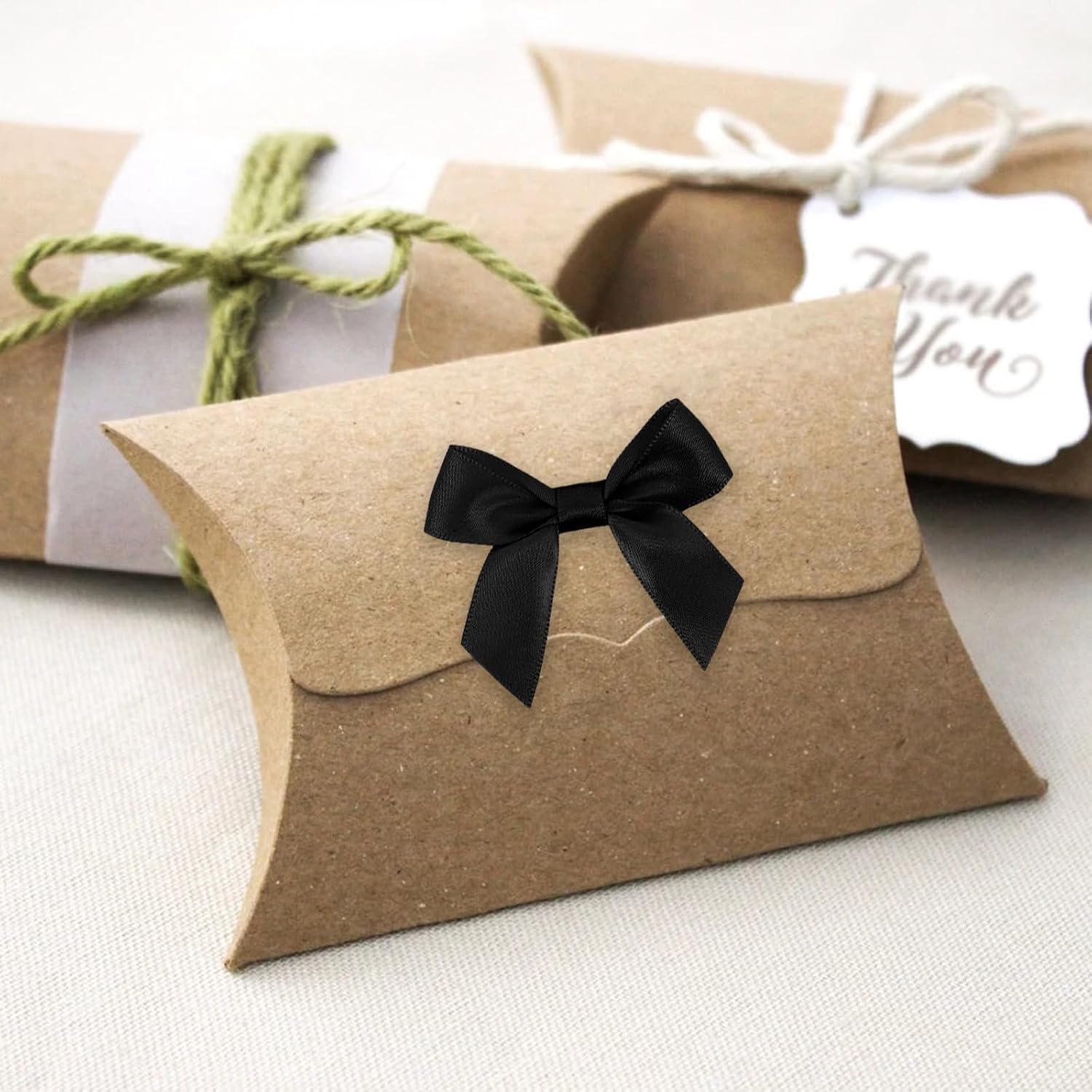 50 Pcs Premade Ribbon Bows Twist Tie Bows Baby Shower Bows Satin Ribbon Bows Self Adhesive Satin Bows for Gift Wrapping for Crafts Baby Shower Birthday Party Wedding Decorations - Image 4