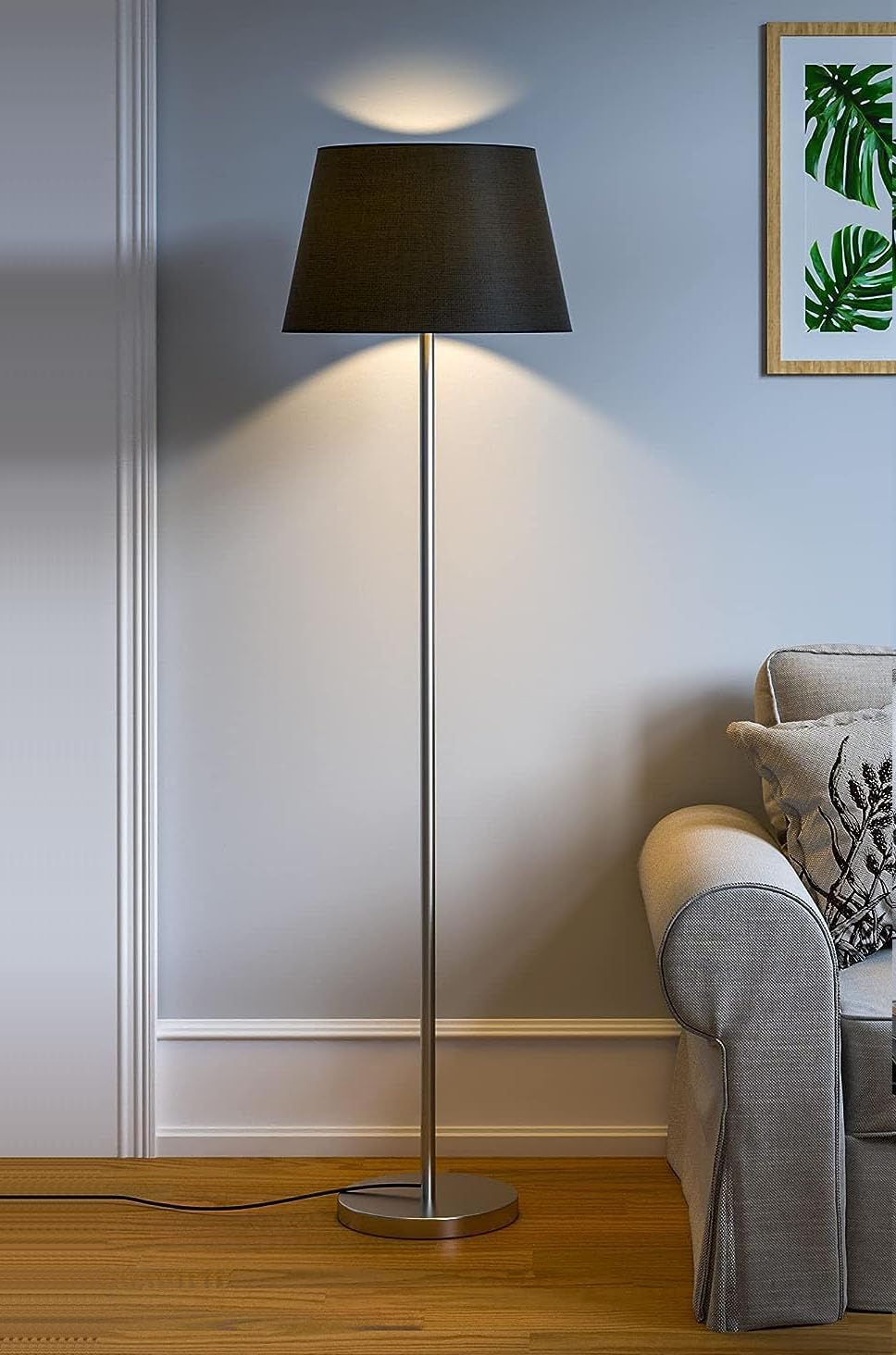 Lightroom Arts Floor Lamp Standing Modern Silver Lamp Shade for Living Room Corner, Home, Hotel, Office (12 Inches, 4Ft Height) (Black Silver) (B0DDXBK5F5) Amazon Price History, Amazon Price Tracker
