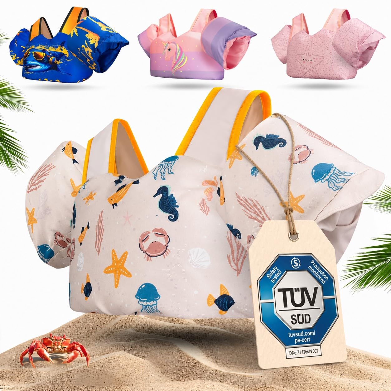 KIDVERSE gilet galleggiante per bambino 3–6 anni – Qualità testata – giubbotto galleggiante bambino con braccioli integrati – Ausilio al nuoto per maschi e femmine fino a 30 kg – Allenamento al nuoto