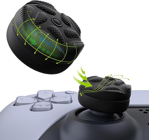 PlayVital Thumbs Cushion Caps Thumb Grips for ps5/4, Thumbstick Grip Cover for Xbox Series X/S, Thumb Grip Caps for Xbox One, Elite Series 2, for Switch Pro Controller - Raindrop Texture Design Black