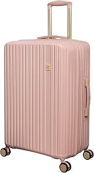It Luggage Luxuriant 27" Hardside Checked 8 Wheel Expandable Spinner, Rose Sand