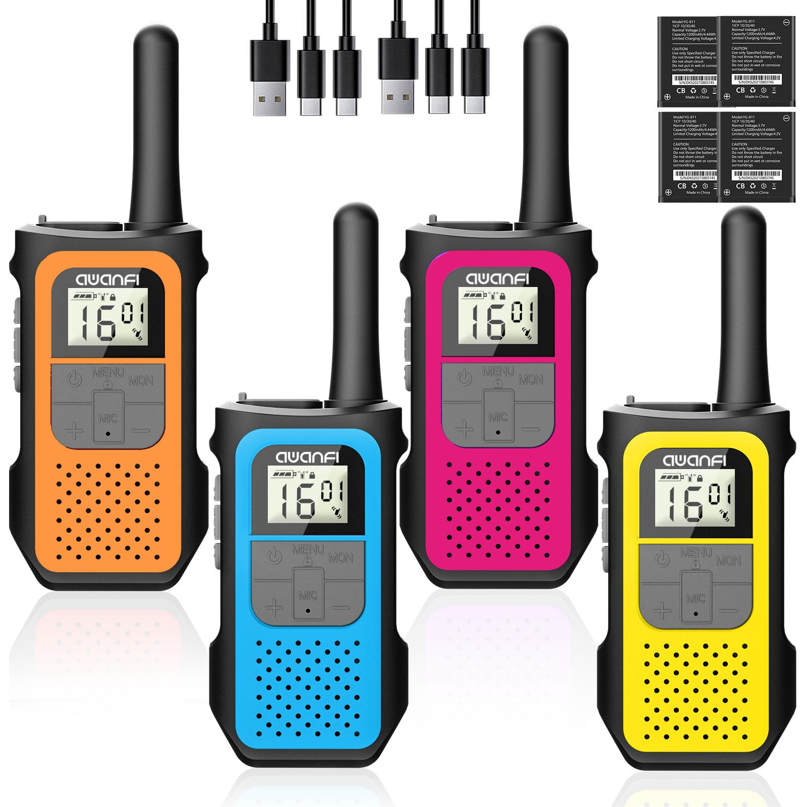 Amazon.com: AWANFI Walkie Talkies 4 Pack, Long Range Rechargeable