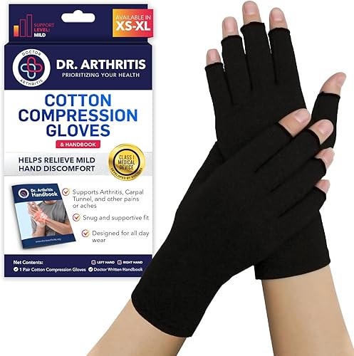 Miniatura 9 de Guantes de compresión desarrollados por médicos para mujeres y hombres, guantes de artritis de dedo abierto, guantes de mecanografía, artritis y