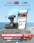 REDTIGER F7N caméra de tableau 4K avant et arrière 1080P, Wi-Fi 5,8 GHz-20 Mo/s transfert rapide, caméra de tableau de voiture 2160P/FHD avec carte de 64 Go, écran de 3,18 po, contrôle d'application intelligent, GPS précis, vision nocturne, mode de stationnement 24H