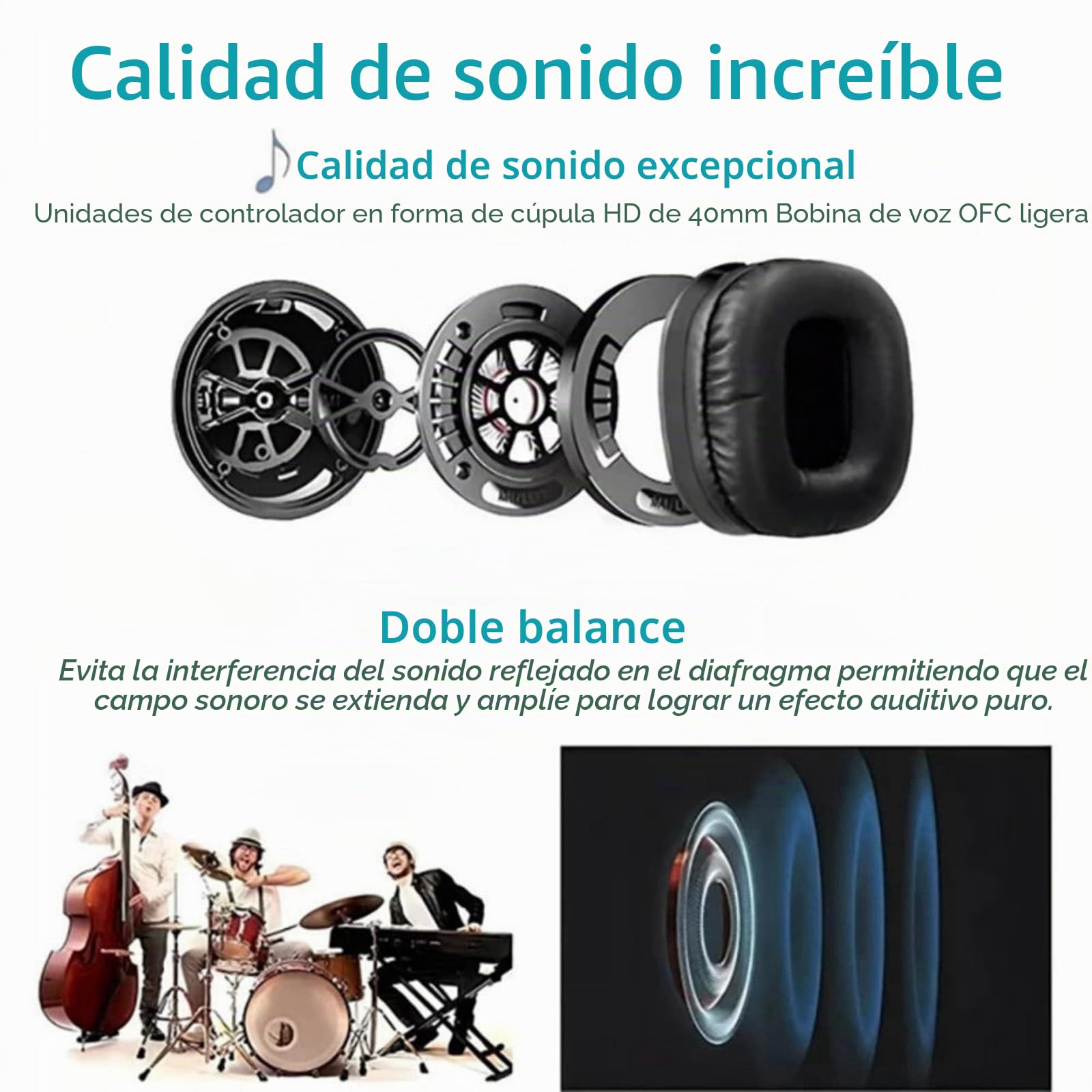 Auriculares Inalámbricos para TV con Radio FM, Monitor, Auriculares InaláMbricos con Decodificador Digital, sobre La Oreja, Compatibles con PC TVs
