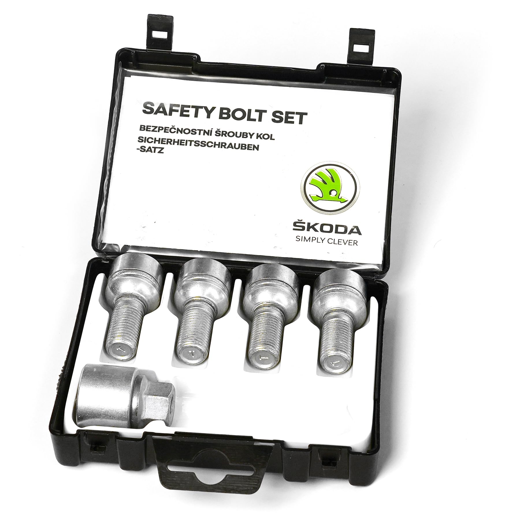 Skoda 000071597E Felgenschloß Radsicherung Radschrauben Sicherheitsradschrauben Radsicherungsschrauben M14x1.5x35.5 diebstahlhemmend *** Codierung zufällig! ***
