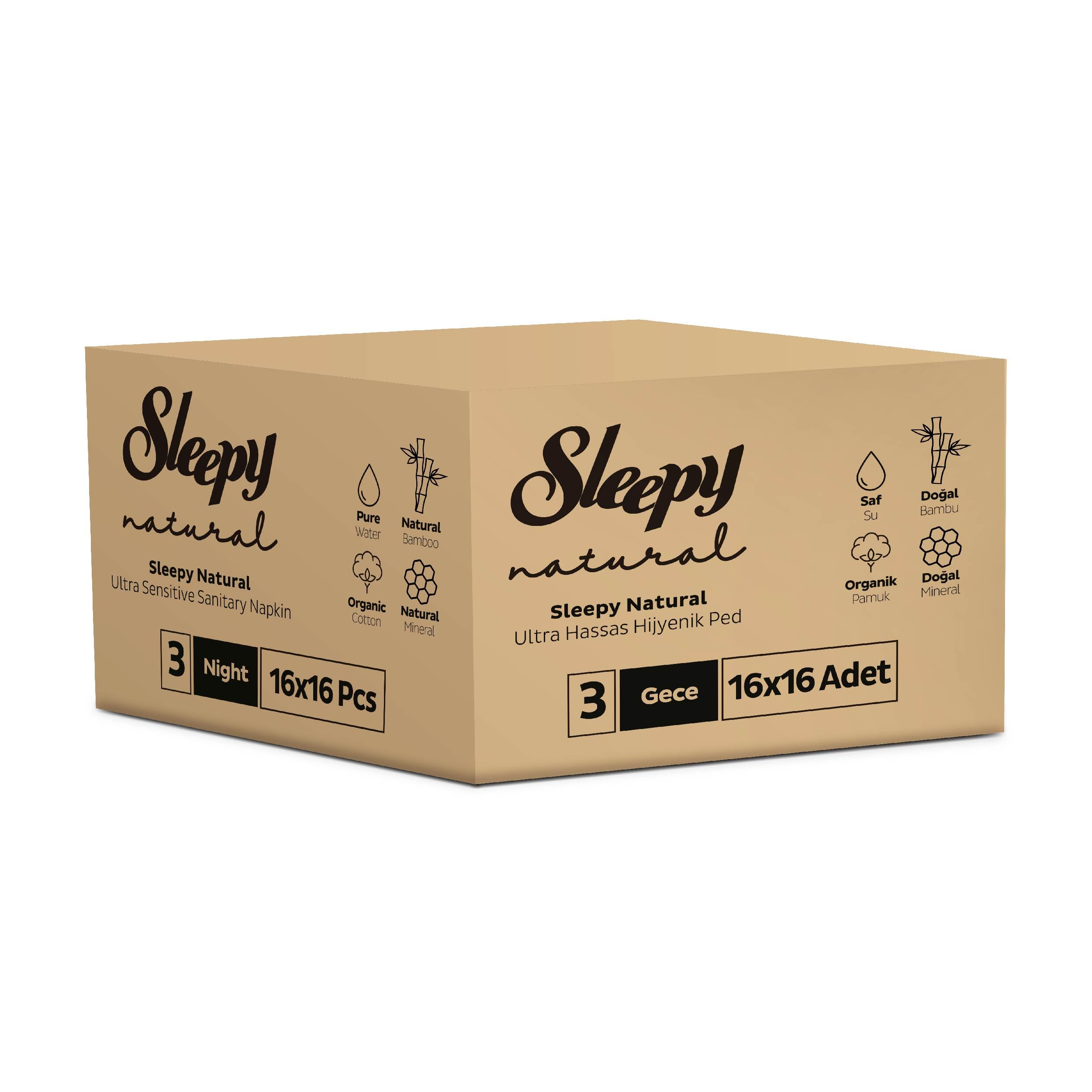 Sleepy Natural Ultra Hassas Hijyenik Ped Gece 16x16 (256 Adet)