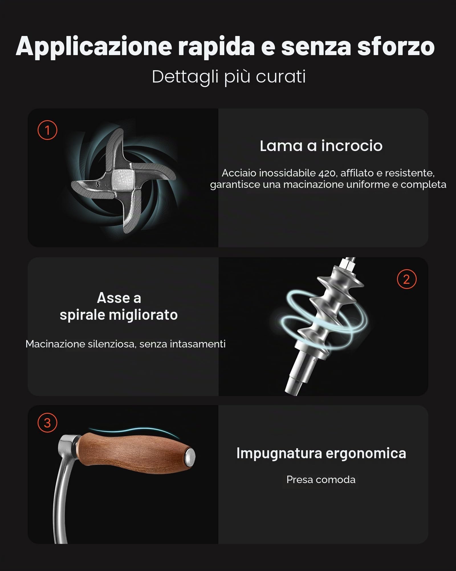 VEVOR Tritacarne Manuale, Tritacarne in Acciaio Inox 304 con Manovella e Morsetto da Tavolo in Acciaio, Insaccatrice con 2 Piastre di Taglio e 4 Tubi per Salsicce, per Carne di Manzo, Chili e Maiale