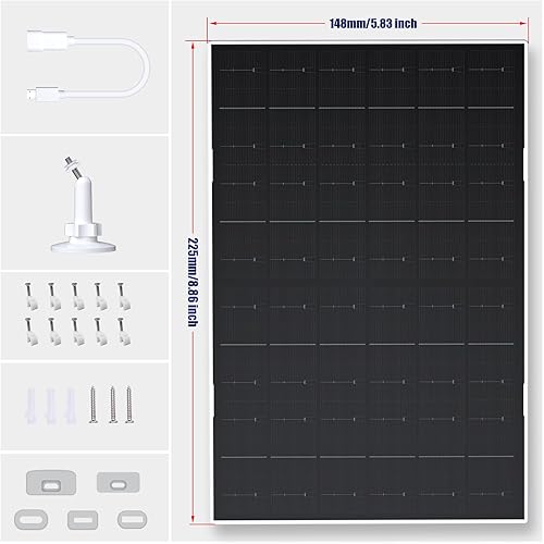 Miniatura 7 de Zivif Panel solar de 7 W para cámara de seguridad, panel solar USB compatible con Eufycam 2C2C Pro22 ProE20E40E, cargador de panel solar con puerto
