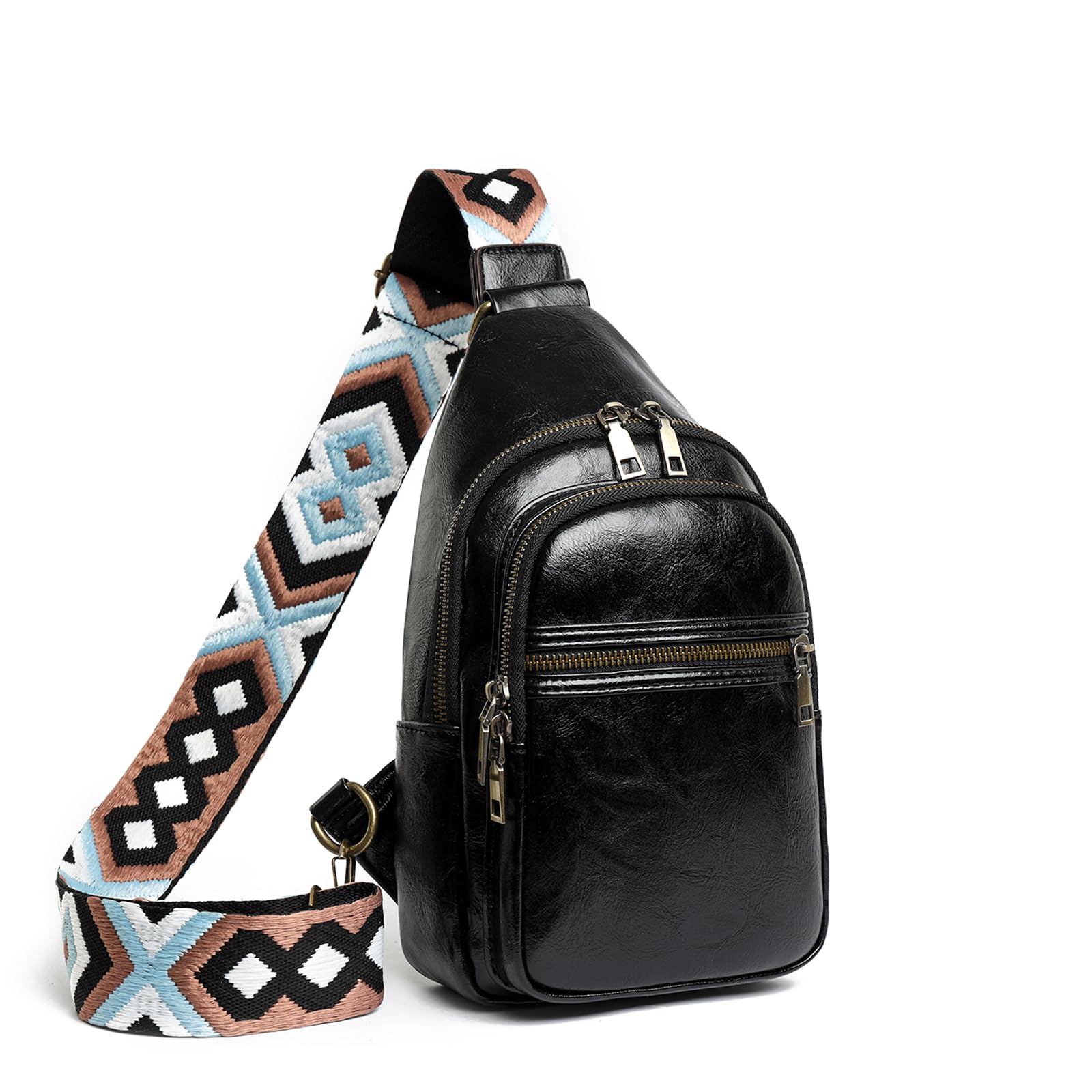 Small Sling Bag for Women Backpack Crossbody Fanny Pack, Chest Bag with Adjustable Strap, Waist Pack for Traveling Black