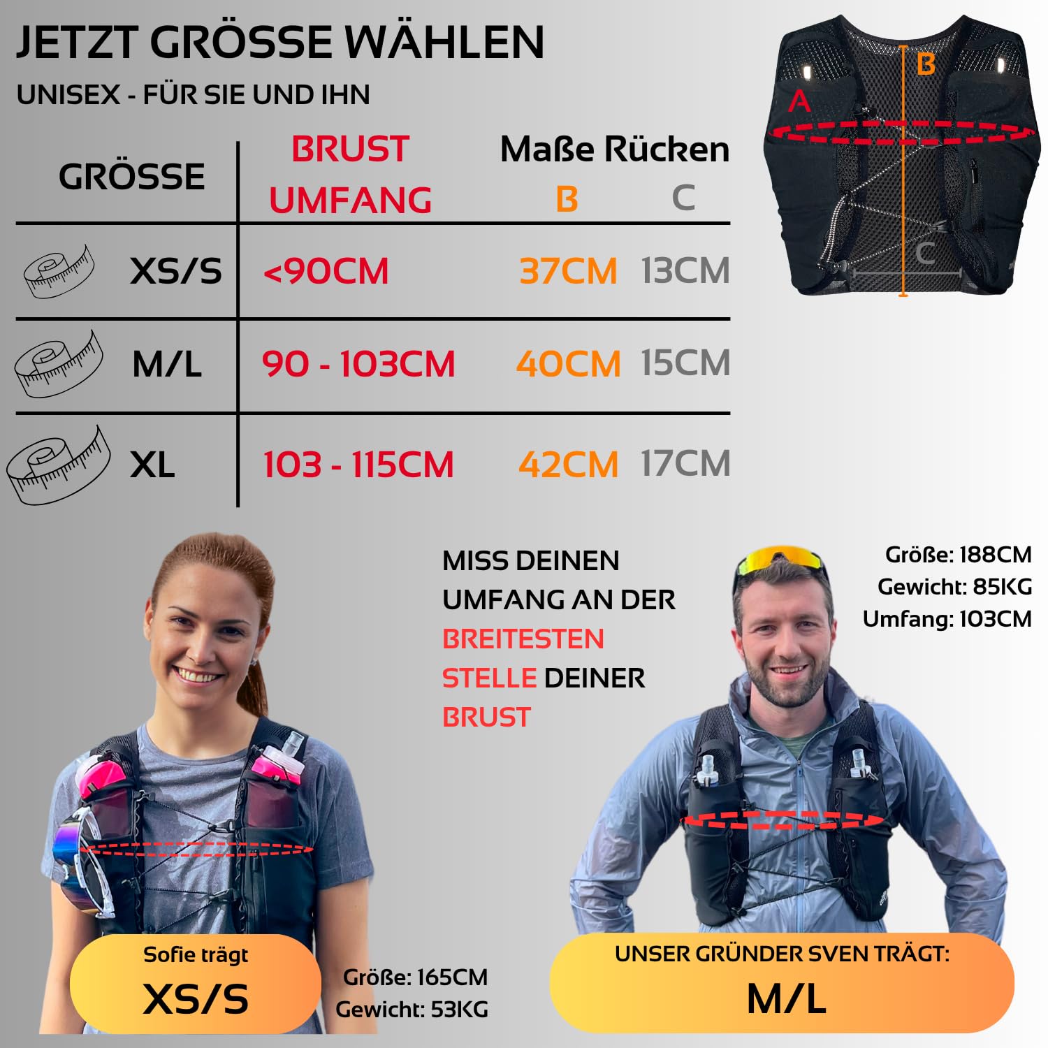 Gilet da corsa da uomo e da donna, 4 l, vestibilità ottimale, traspirante, ultraleggero, 210 g, zaino da corsa
