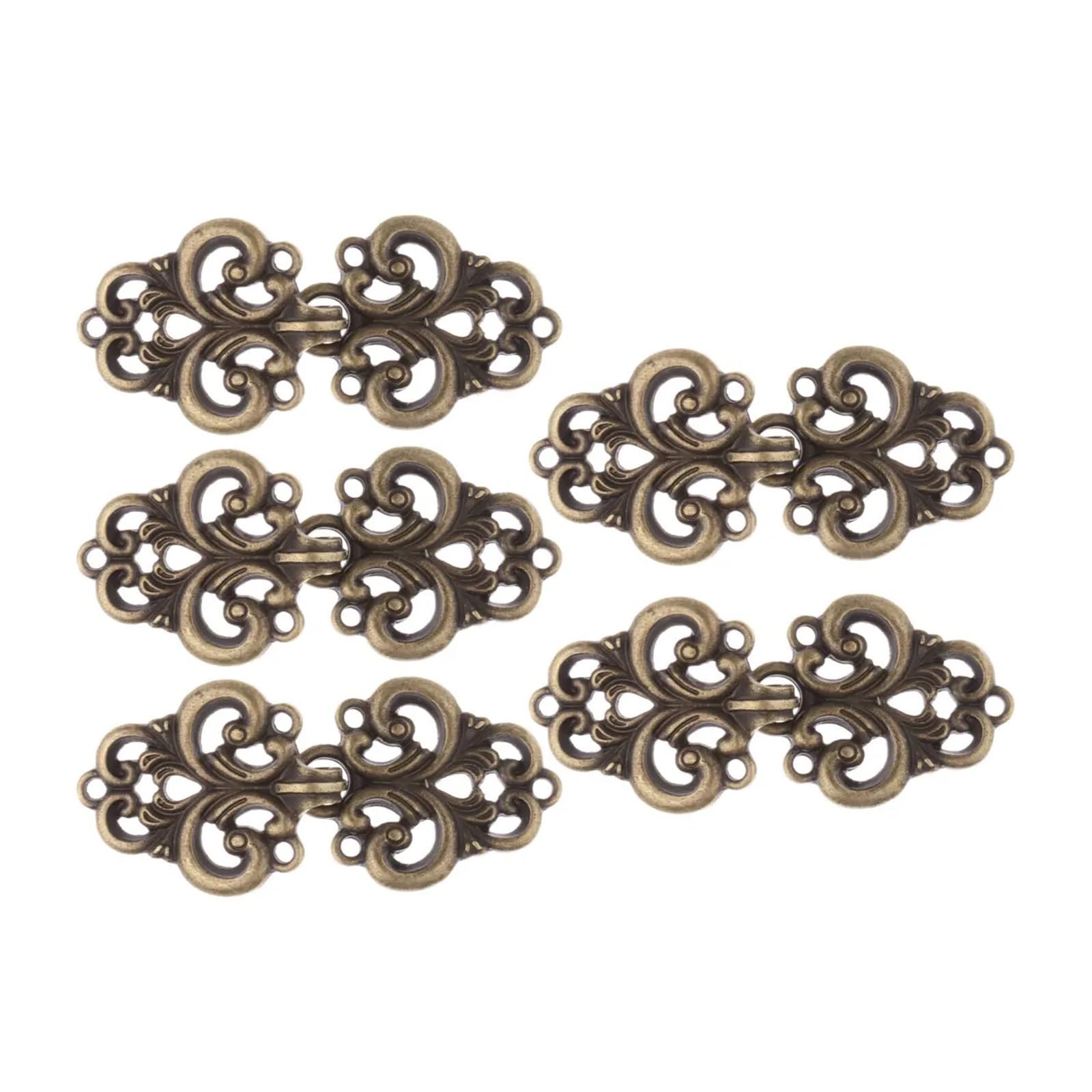 3 Pairs Swirl Flower Buttons Vintage Chinese Cheongsam Fasteners Cape Sweater Cardigan Clasps Sew On Hooks Eyes Clip(Antique Bronze)