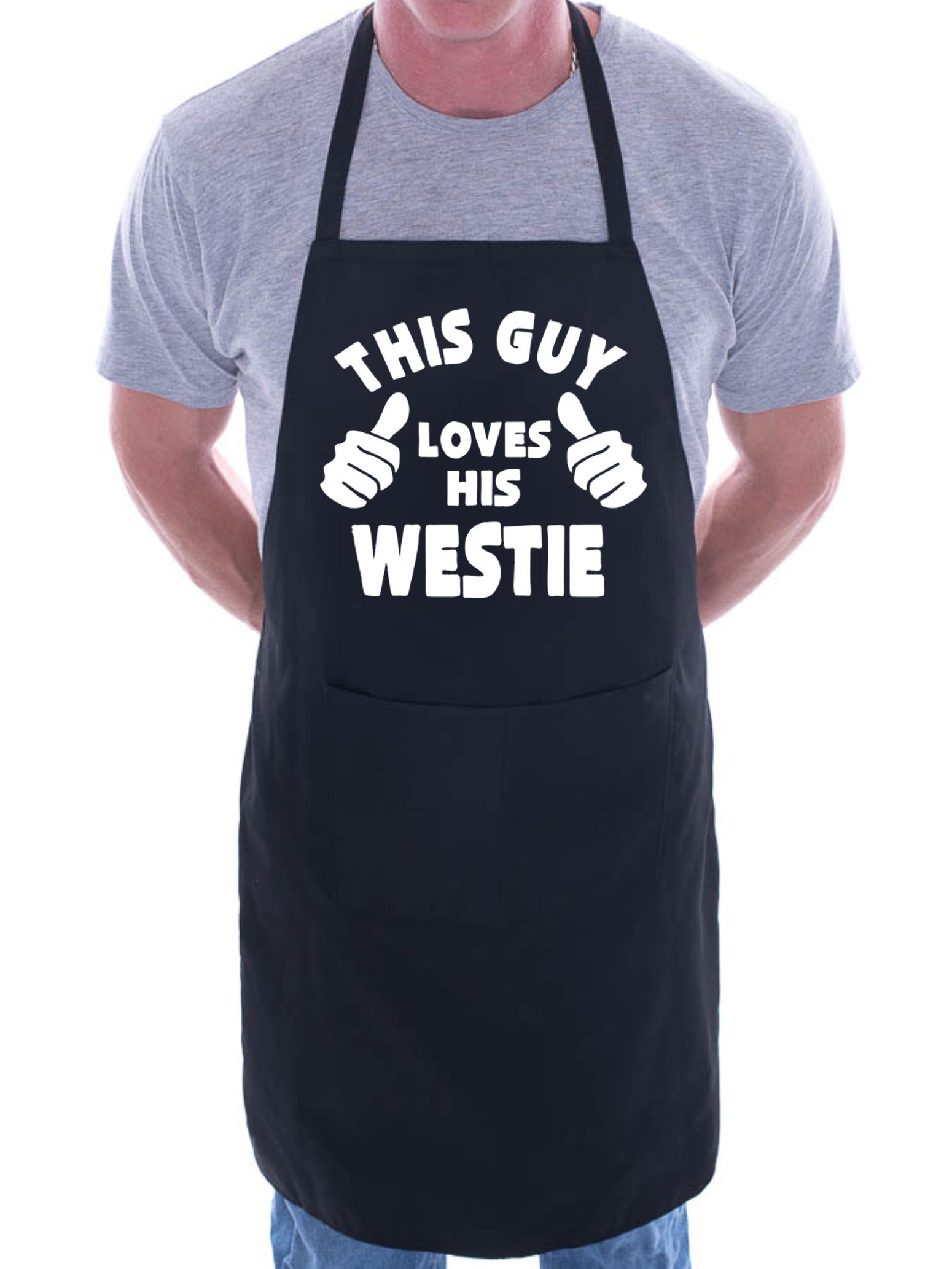 Print4U This Guy Loves His Westie BBQ Dog Cooking Funny Novelty Apron Black