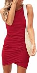 BTFBM Women Summer Dresses 2026 Spring Sleeveless Tank Crew Neck Casual Ruched Bodycon Party Club Beach Short Mini Dress