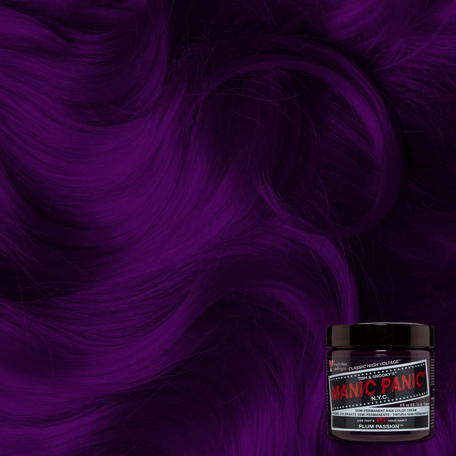 Manic Panic Plum Passion Classic Creme, Vegan, Cruelty Free, Purple Semi Permanent Hair Dye 3 x 118ml
