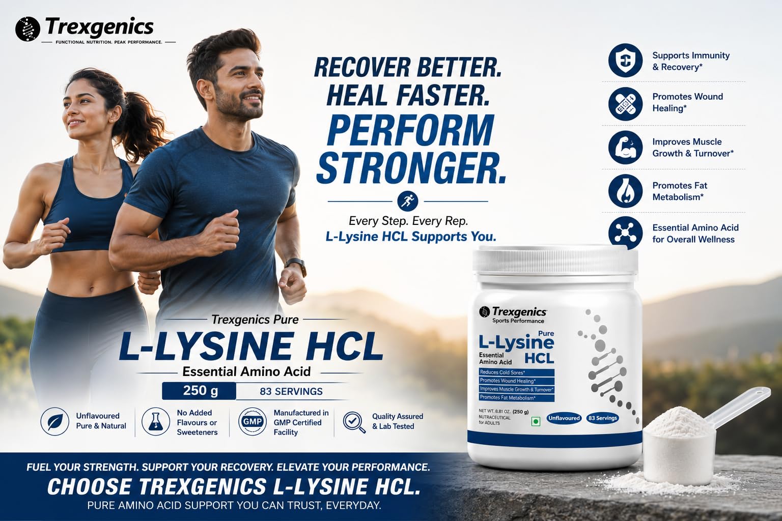 Trexgenics L-LYSINE HCL PURE POWDER Essential amino acid Cold Sores, Immunity, Muscle Mass, Skin, Hair Support 83 Servings (250 GRAM) — Amazon image 8