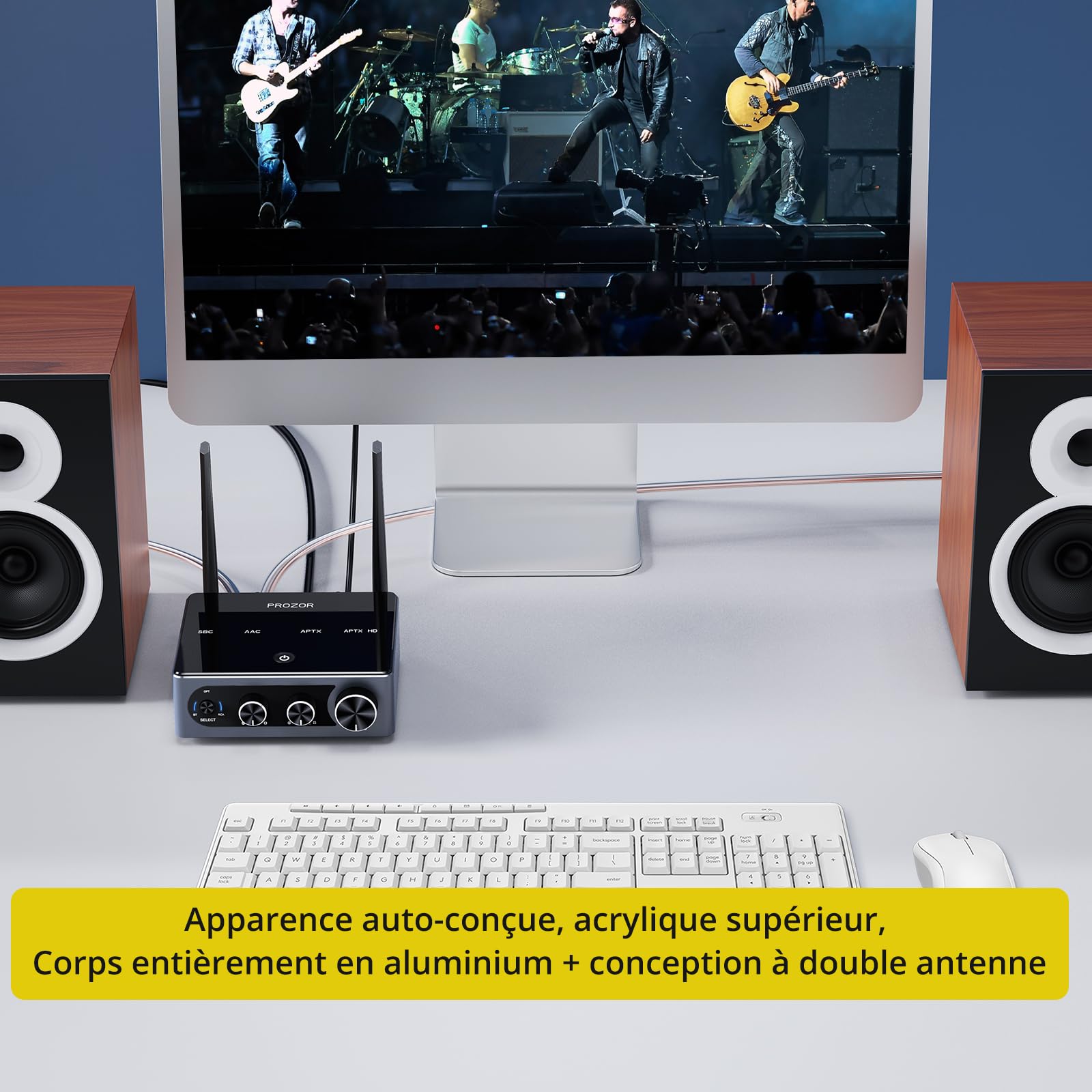 PROZOR Amplificateur Audio 100W+100W Amplificateur DAC AUDIO Puce Qualcomm Bluetooth Qualité Sonore Haute-fidélité Ajustement Sonore Élevé Faible Latence Compatible avec Variété D'appareils