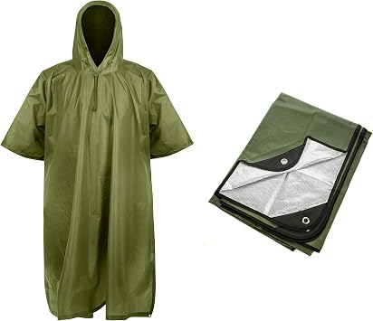 Arcturus Heavy Duty Survival Blanket Lightweight Ripstop Nylon Poncho Olive