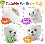 Walking Barking Singing Samoyed Puppy Toy, Repeats What You Say, Realistic Licking Tongue Wagging Tail Mechanical Dog with Touch or Voice Control, Interactive Music Dancing Plush Pet for Kids