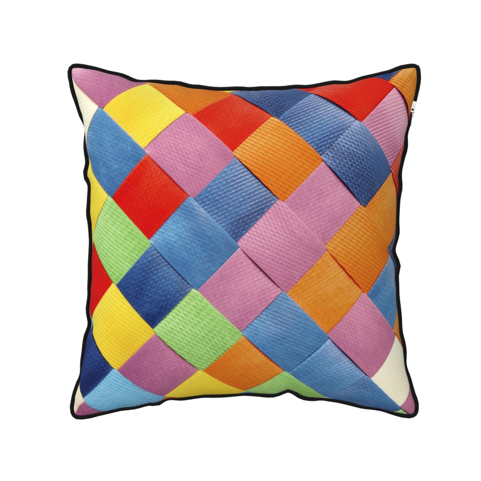 FZGGWYHL Colorful Plaid printed Velvet Throw Pillow Cover Pillowcase