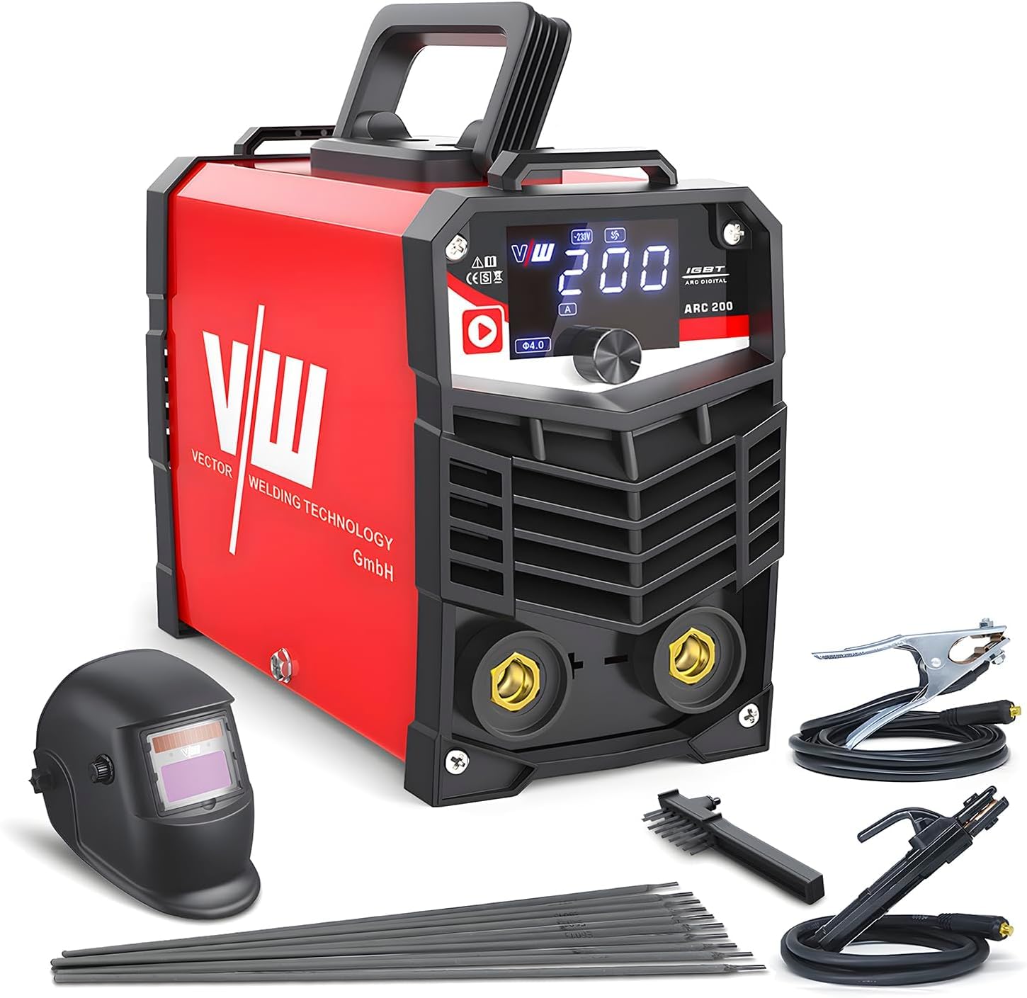 VECTOR WELDING Electrode Inverter Welding Machine 200A Set, MMA/STICK Electrode Welder with LED Display, MMA/STICK, IGBT, ARC 200 Welding Set