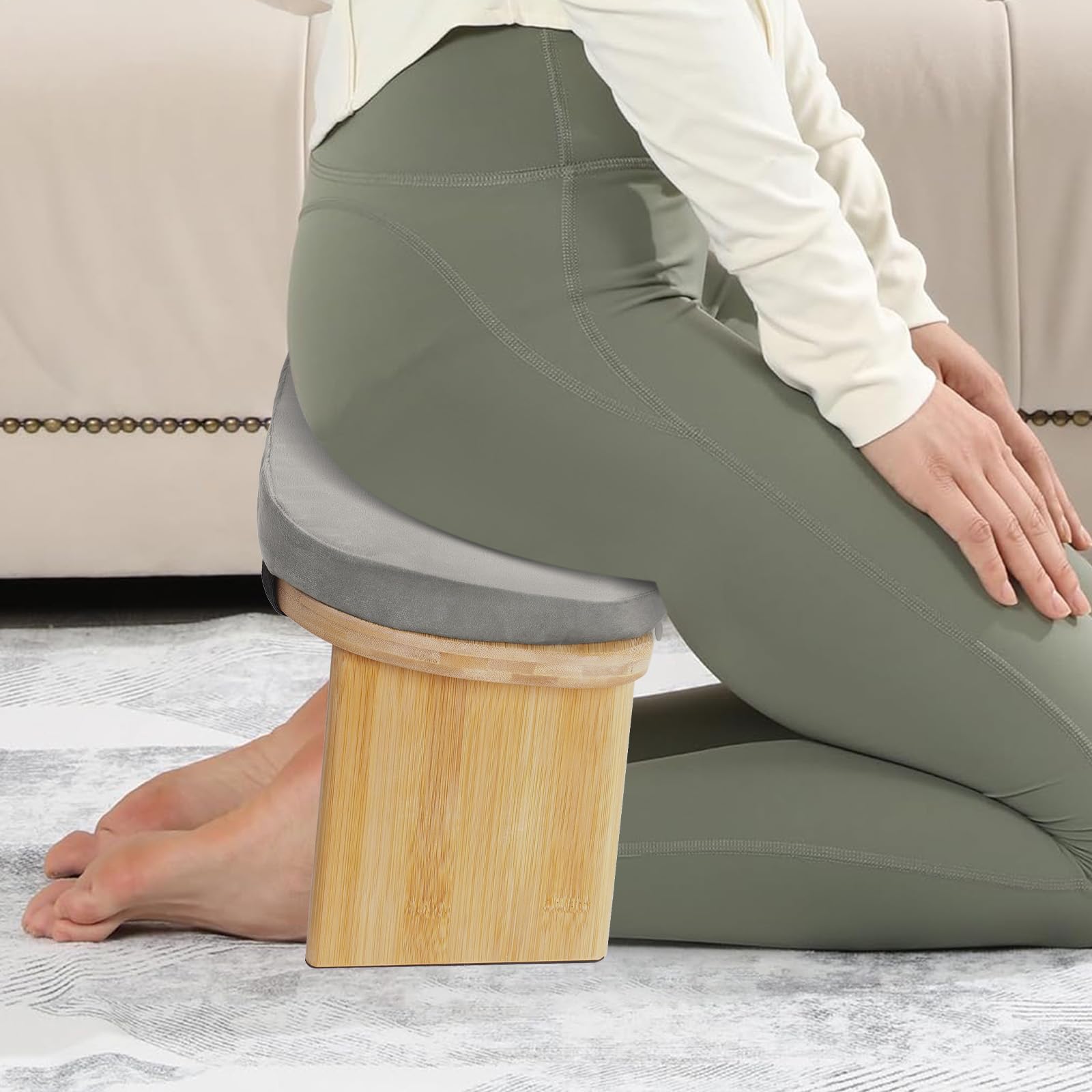 Sgabello da meditazione, sedia da meditazione in bambù, sedia pieghevole da meditazione per yoga e meditazione, sedile ergonomico per squat con inclinazione di 5°, sgabello Seiza, sgabello da
