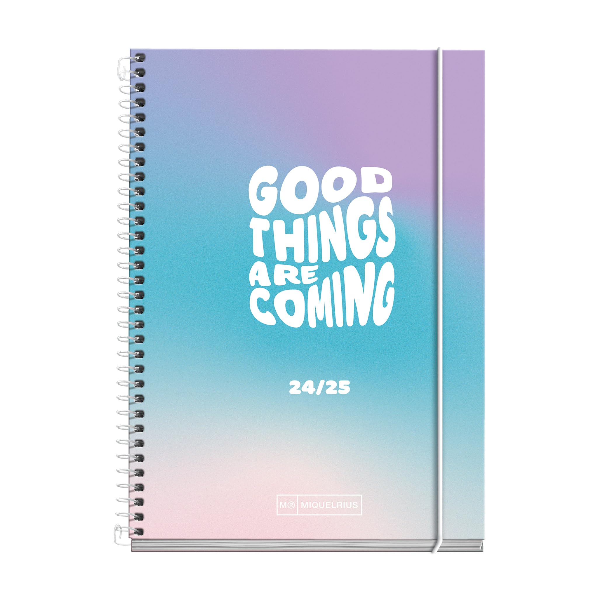 Miquelrius - Agenda Escolar 2024-2025, Septiembre 24 a Junio 25, 117 x 174 mm, Agenda Semana Vista, Cubierta de Cartón Forrado, Agenda 24 25, Espiral Metálico Blanco, Español e Inglés, Future