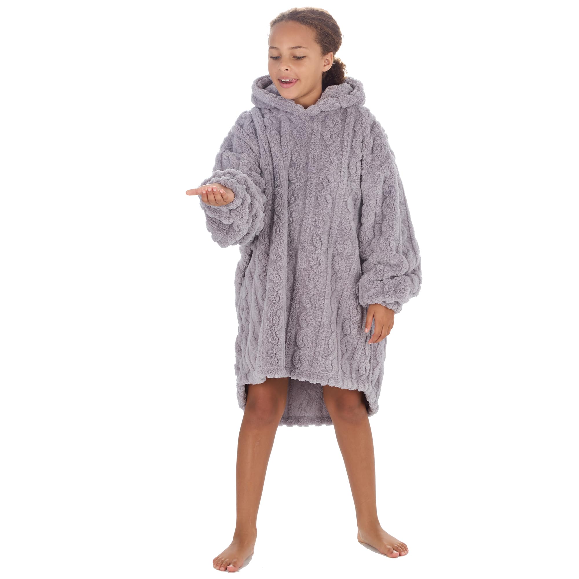 Undercover Kids - Grey Kids Sherpa Cable Oversized Hoodie 18C863 Grey